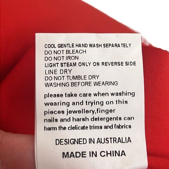 Red Dress Woman's Size XL Peplum Sleeveless High Low Hem Deep V-Neck Elliatt NEW - Picture 12 of 12